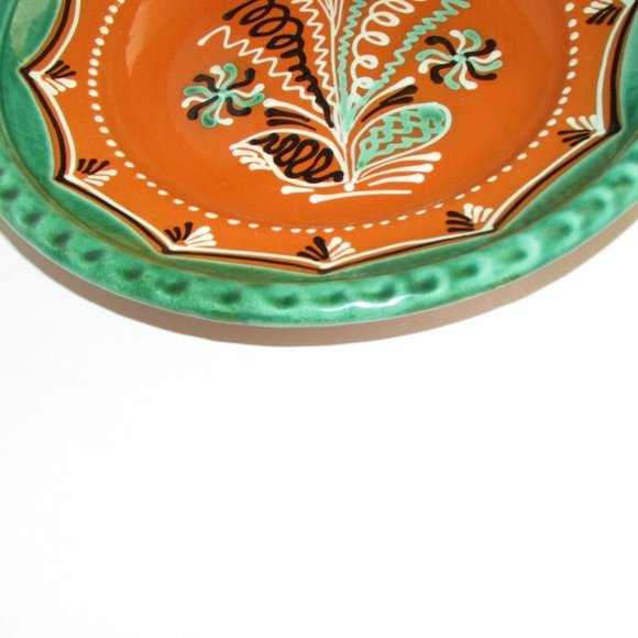 Large Hand Painted Terra Cotta Pottery Plate Vintage Decorative Artisan Signed - Picture 6 of 10
